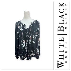 White House Black Market black floral print top size 8
